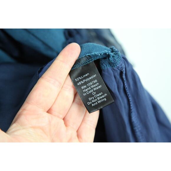 Pretty Angel XL Tunic Top Linen Blend Ruffles Blue Lagenlook Fairy Artsy Boho - Picture 10 of 11